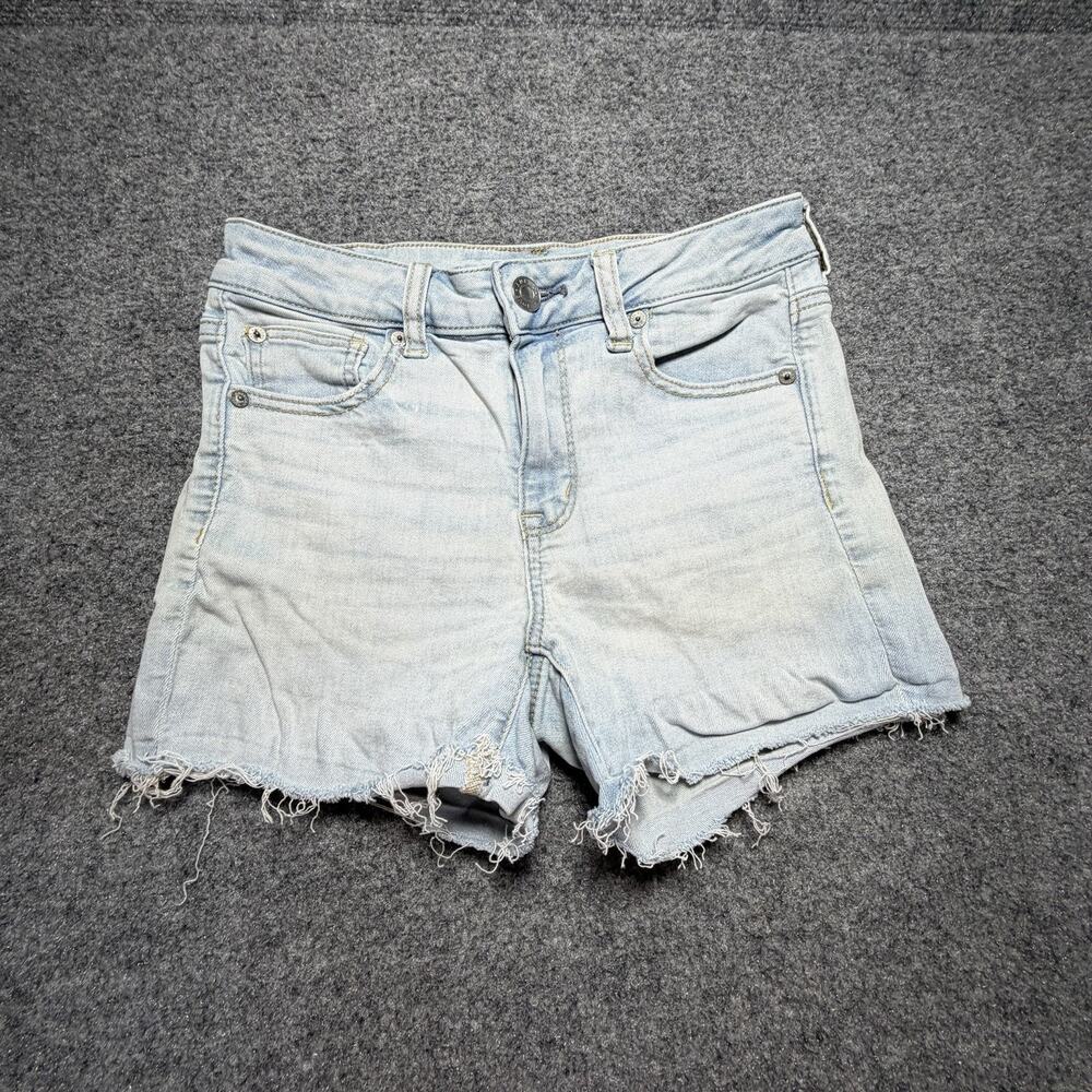 American Eagle Shorts Womens 4 Hi Rise Shortie Blue Denim 26" Waist Cutoff Short